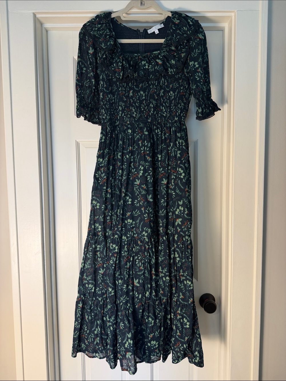 Ivy City Co Holly Midi Dress with Smocked Bodice, Tiered Skirt, & Ruffle Collar